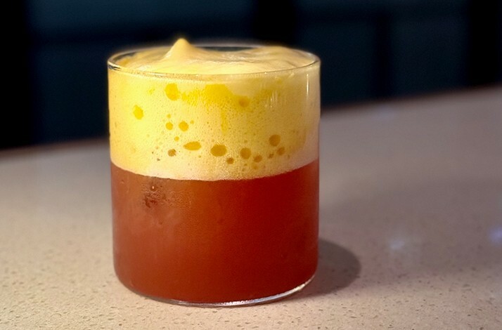 A unique, colorful cocktail served at restaurant BOCA