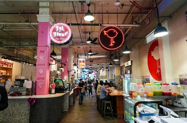 Grand Central Market’s lively food hall, the final stop of the LA walking tour.
